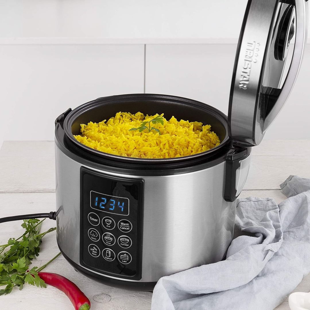 Tristar RK-6132 Digitaler Edelstahl Reis- und Multikocher, 1,5 Liter Kapazität, 500 Watt Leistung, W