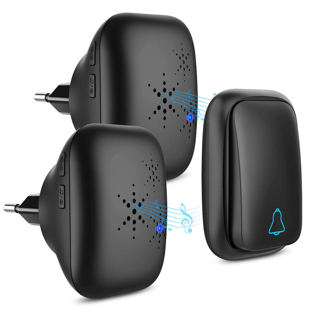 Batterielose Funkklingel Aussen Wasserdicht mit 2 Empfängern, IP68 Wasserdicht Türklingel Funk, 150m