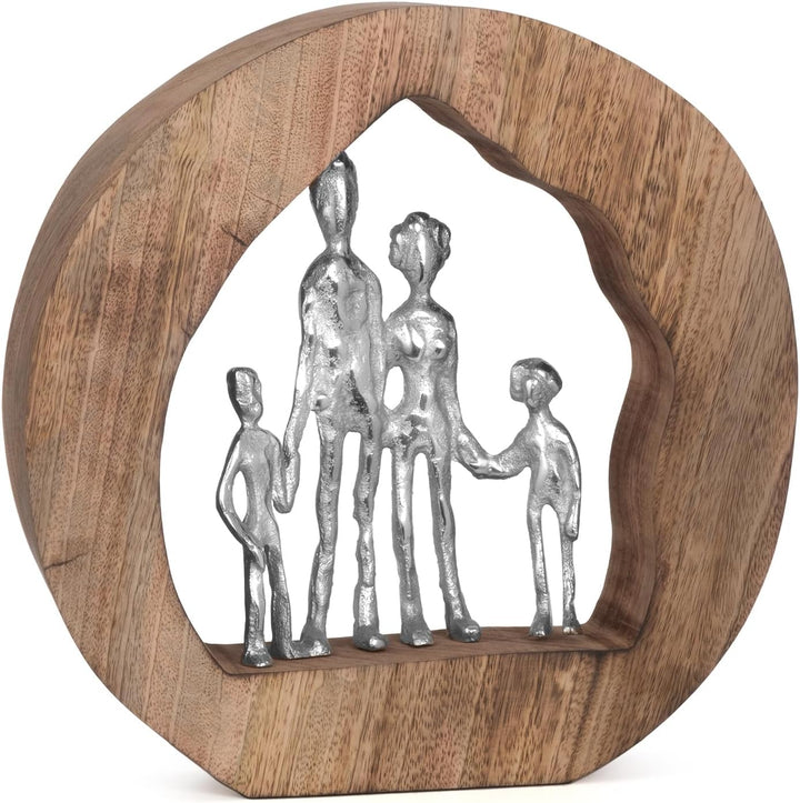 Moritz Skulptur Familie I Family I 29 x 7 x 28 cm schöne Dekofigur I Harmonie I Mango Holz Aluminium