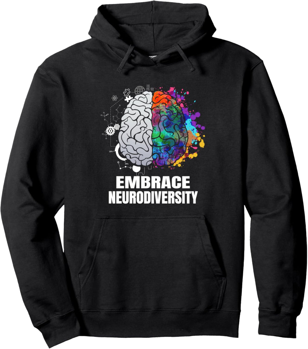 Embrace Neurovielfalt, Autismus, ADHS, ASD, Regenbogen-Gehirn Pullover Hoodie