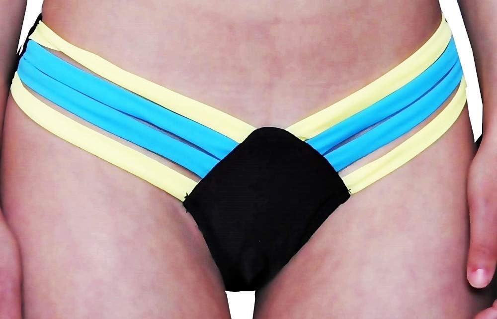 Badeanzug - Zwei Stücke - Bikini - Erwachsene Frau - Mädchen - sexy - blau und gelb - Geburtstagsges