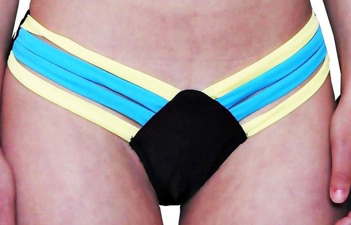 Badeanzug - Zwei Stücke - Bikini - Erwachsene Frau - Mädchen - sexy - blau und gelb - Geburtstagsges