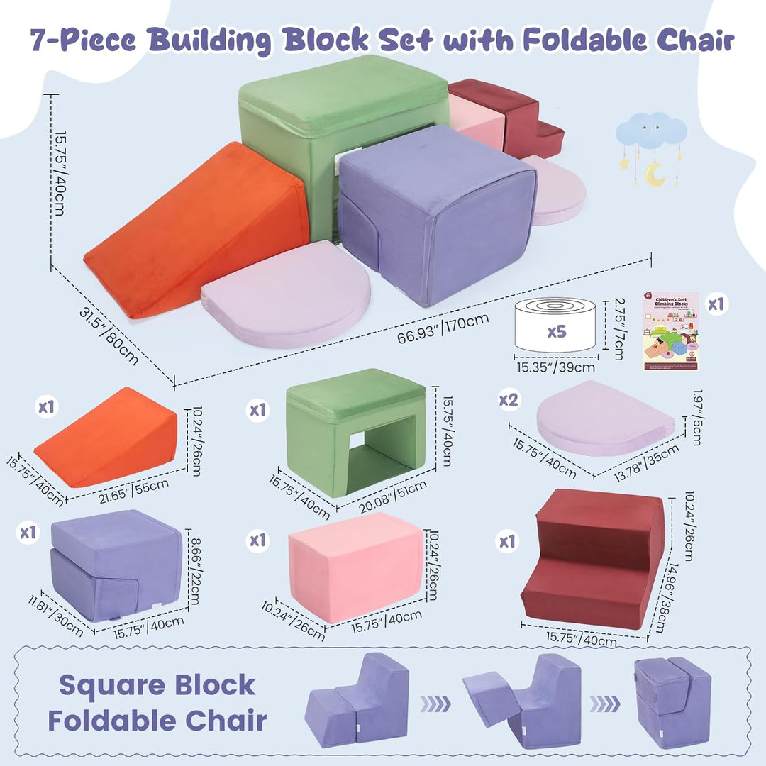 Brolteja Baby-Schaumstoffbausteine, XXL Softplay-Set für Kleinkinder von 1–3 Jahren, Baby-Klettertur