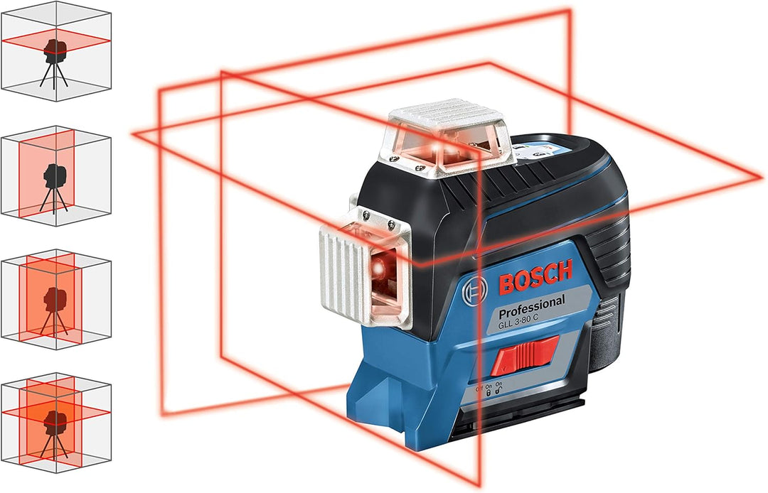 Bosch Professional 12V System Linienlaser GLL 3-80 C (1x Akku 12V, Universalhalterung BM 1, Empfänge