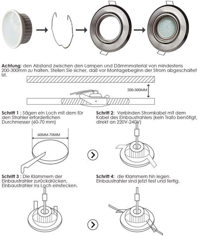 LAMPAOUS Led Einbaustrahler Dimmbar 230V Flach Spots Warmweiss 6er-Set Aluminium Einbauleuchten mit