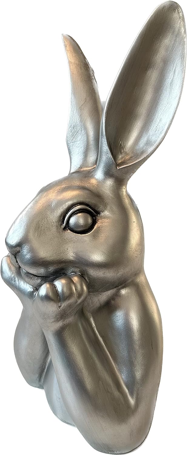 presentis HASENBÜSTE Osterhase Deko Ben 35 cm Silber Altsilber Osterdeko, Silber