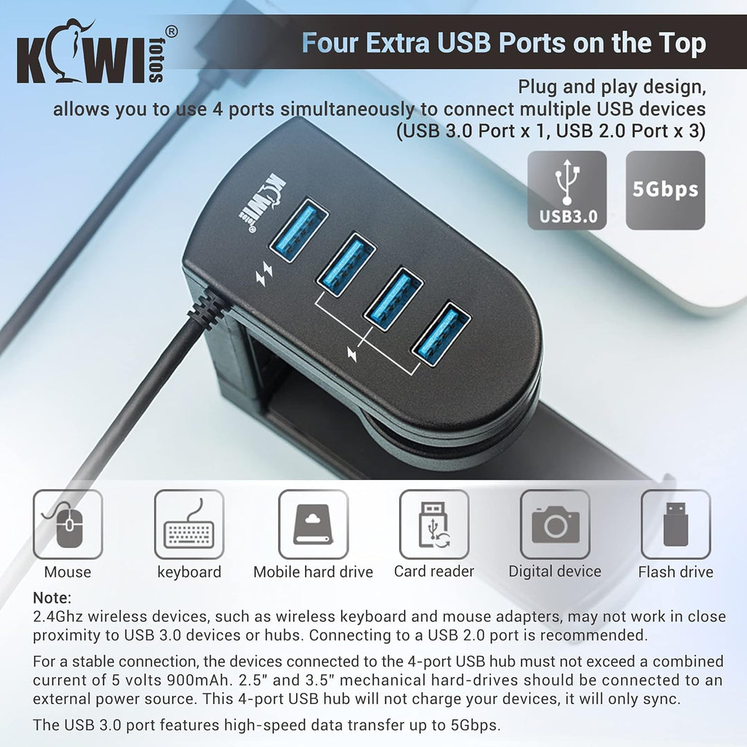 KIWIFOTOS 2-in-1-Kopfhörerständer unter dem Schreibtisch mit 4 Anschlüssen USB-Hub-Organizer, Headse