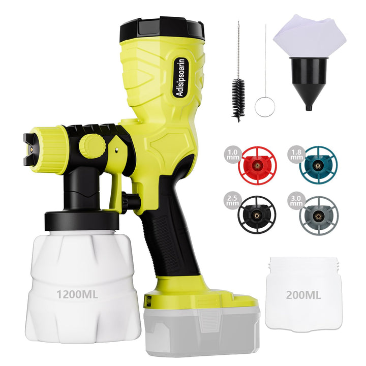 18 V Farbsprüher High Speed für Ryobi 18 V Batterie, 2 Behälter, leicht zu reinigen, für Hausmalerei