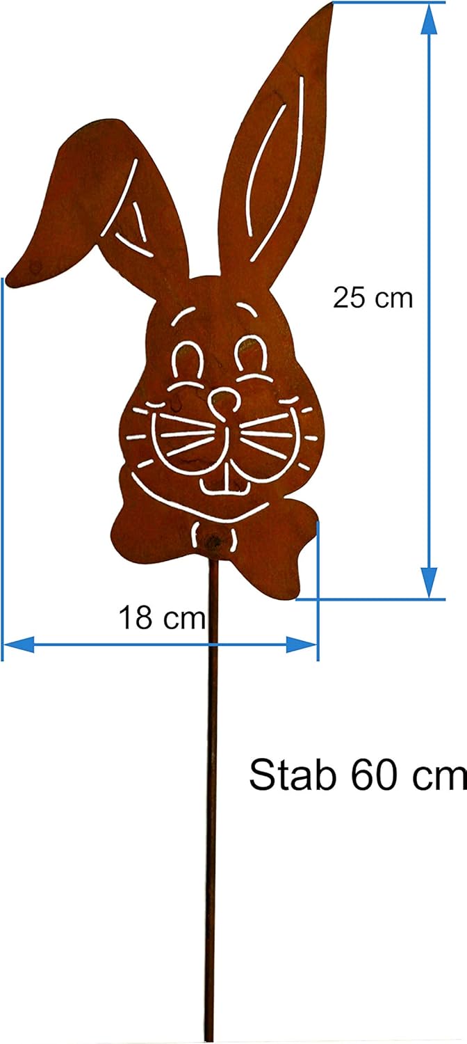 Rostikal Osterdekoration Hase Gartenstecker 65 cm Edelrost Gartendeko Rost Deko Frühling Osterhase a