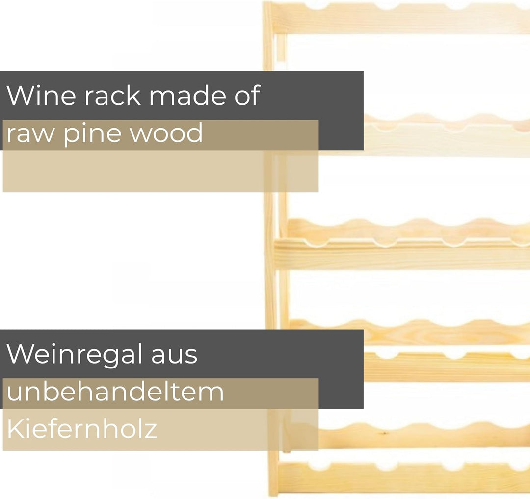 Weinregal Holz 20 Flaschen Natur 44x70x25 cm Wine Rack Regal Flaschenregal Weinflaschenregal Getränk