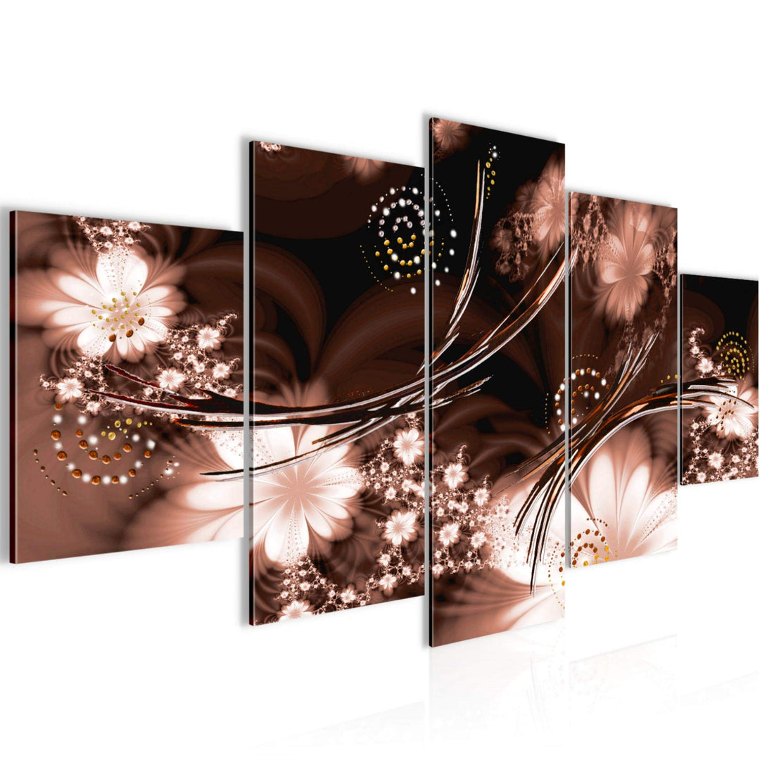 Runa Art Wandbilder Abstrakt 5 Teilig Bild auf Vlies Leinwand Deko Wohnzimmer Schlafzimmer Schwarz W