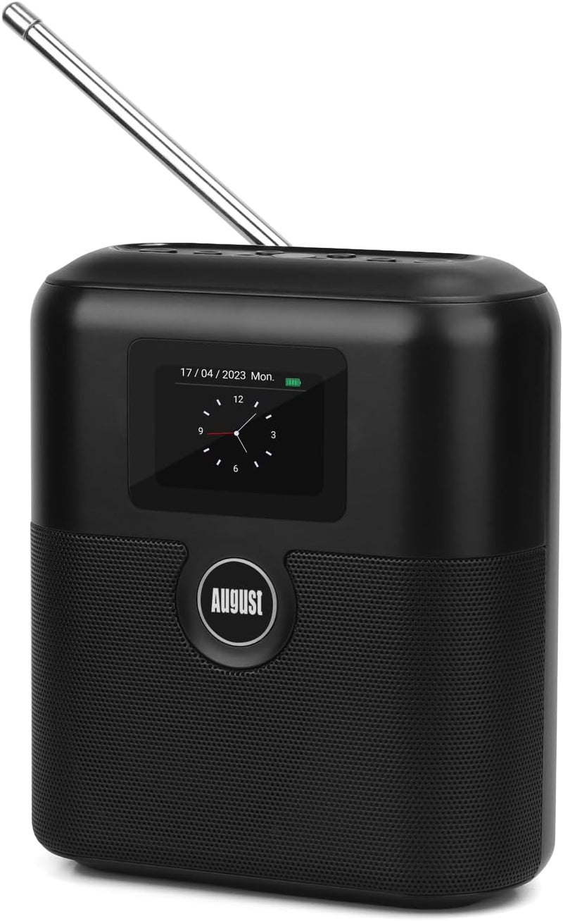 Wiederaufladbares DAB+/FM Radio mit Bluetooth Lautsprecher -August MB330- tragbarer Radiowecker mit