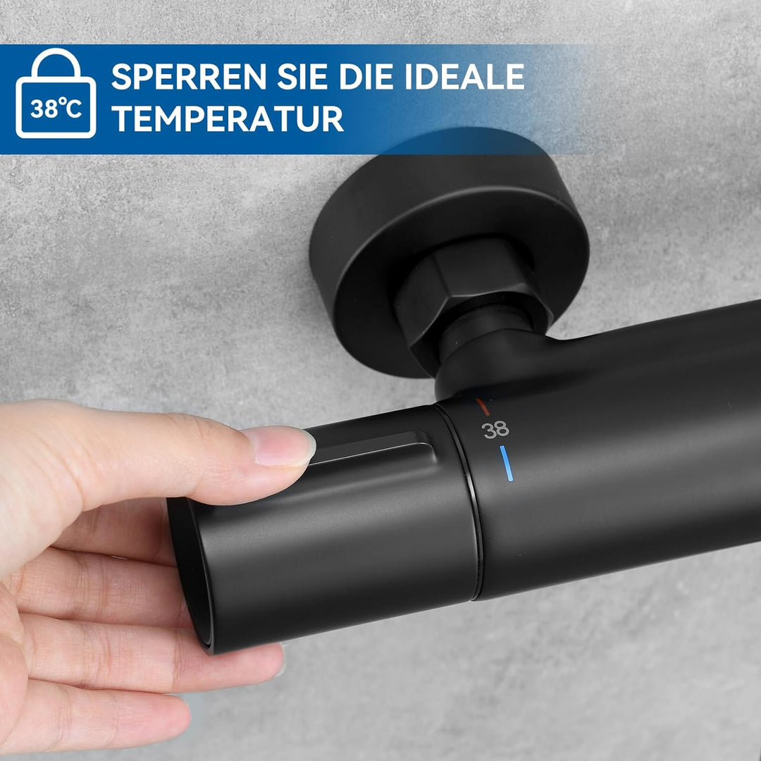 Auralum Duscharmatur mit Thermostat, 38℃ Brausethermostat Mischbatterie Dusche mit Verbrühschutz und
