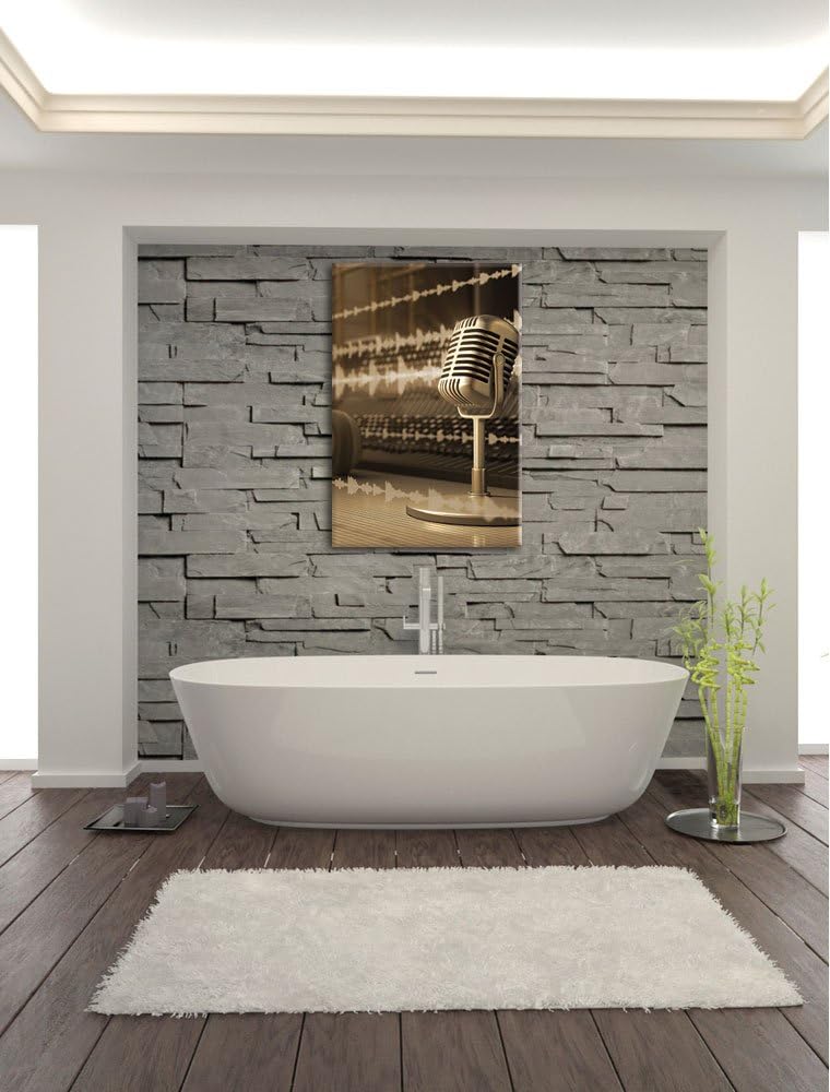 Pixxprint Musikstudio, Format: 100x70 auf Leinwand, XXL riesige Bilder fertig gerahmt mit Keilrahmen