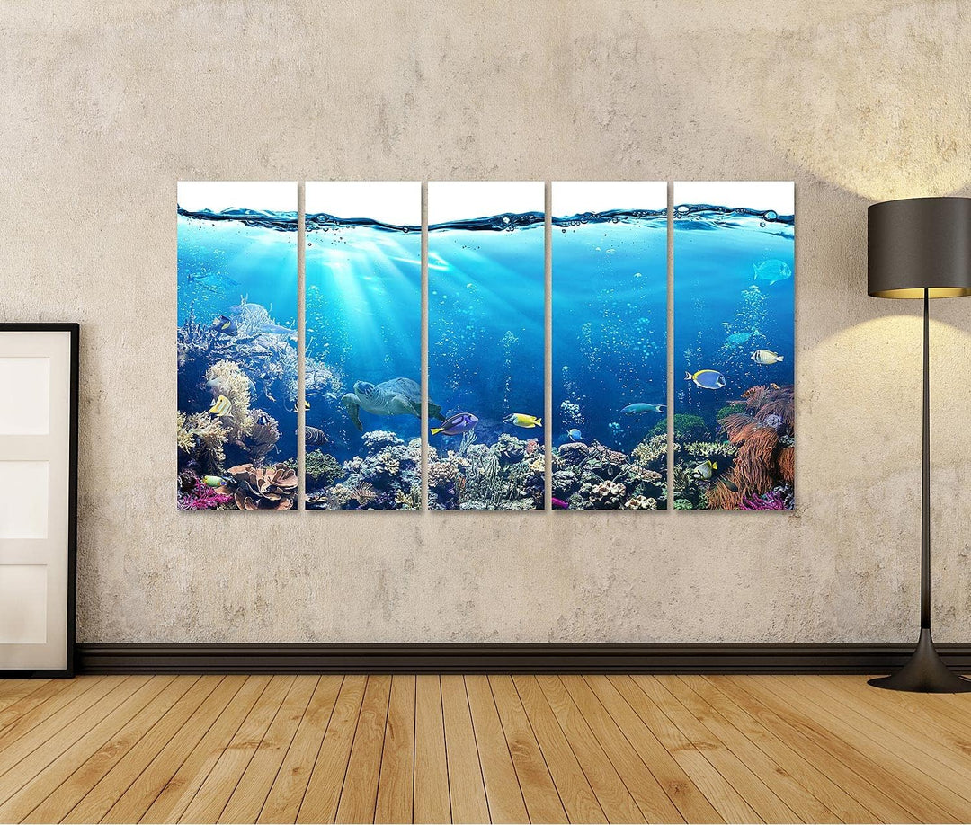 islandburner Bild auf Leinwand Unterwasser Mit Riff Und Tropischen Fischen Aquarium Hintergrund Bild