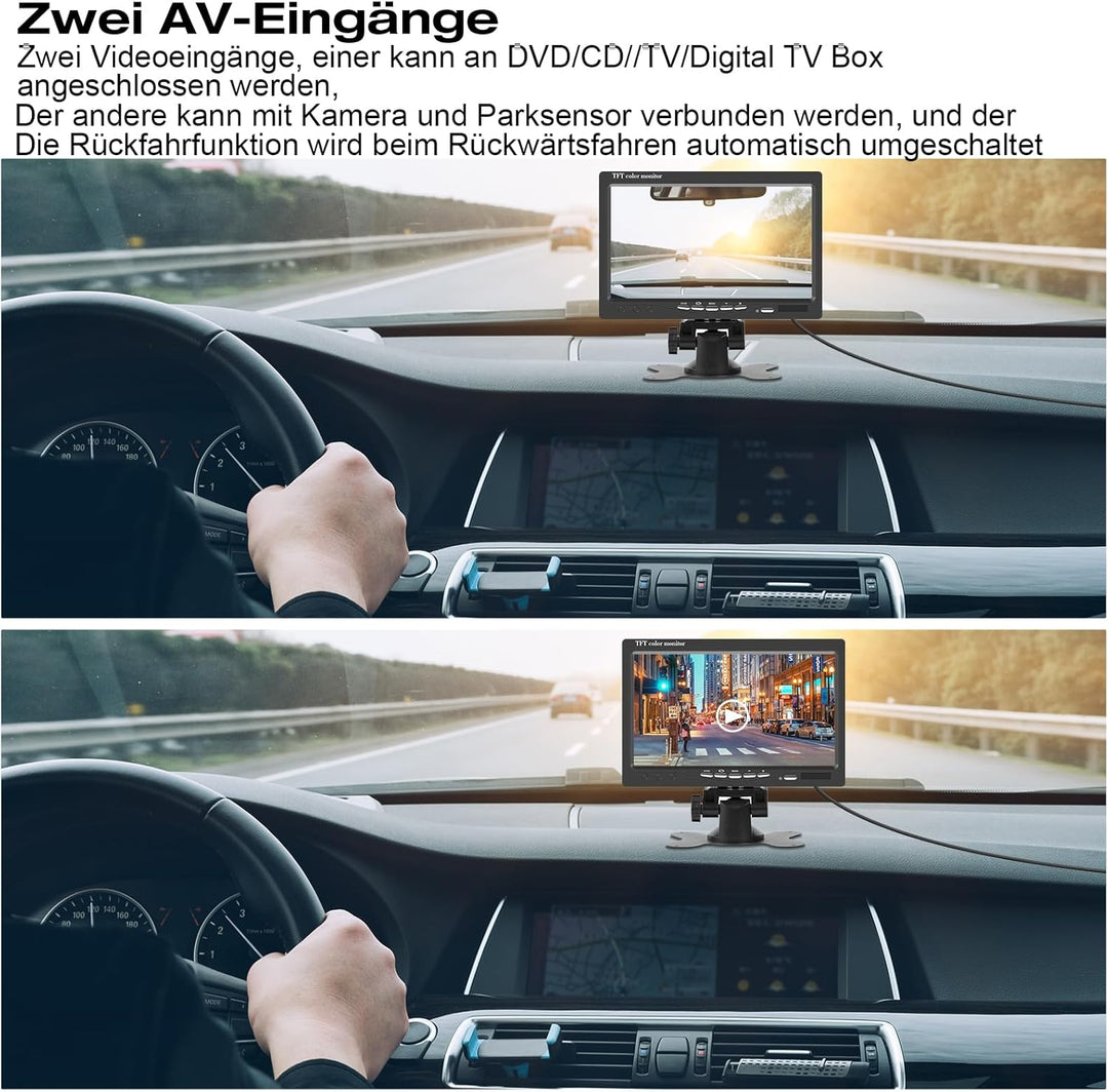 7 Zoll Rückfahrmonitor für Rückfahrkamera Kamera System, TFT LCD Rear View Monitor Screen für Auto S