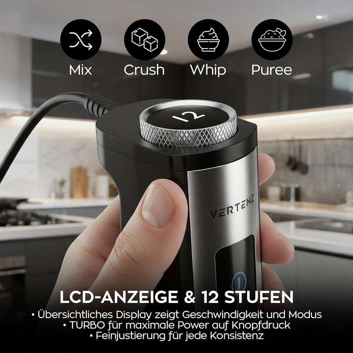 Titan 60 Stabmixer Set 8 Funktionen 1500W, Handmixer mit Pürierstab und Multizerkleinerer, Smoothie