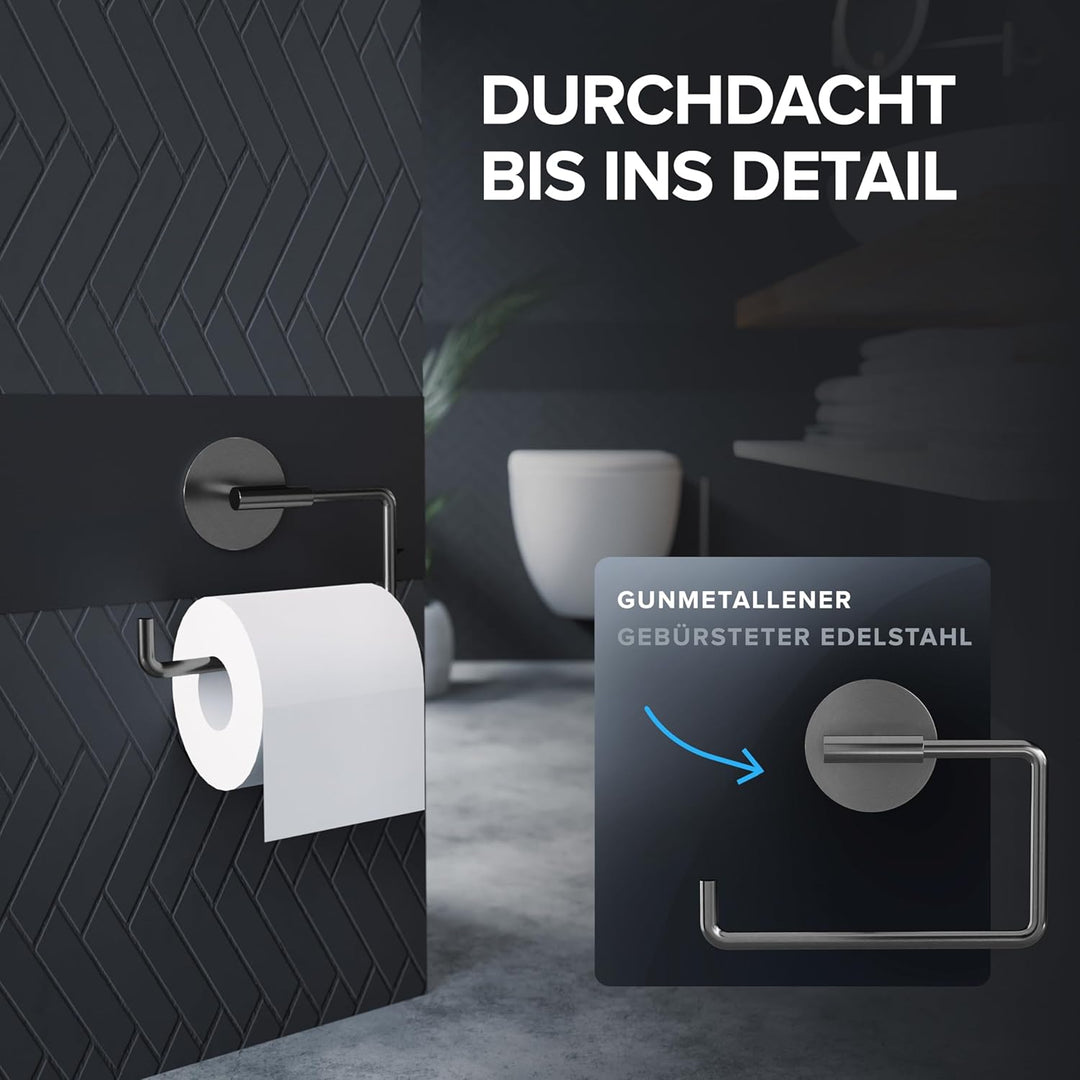 Toilettenpapierhalter Skardstind ohne Bohren Gunmetal | selbstklebend Edelstahl | Klorollenhalter oh