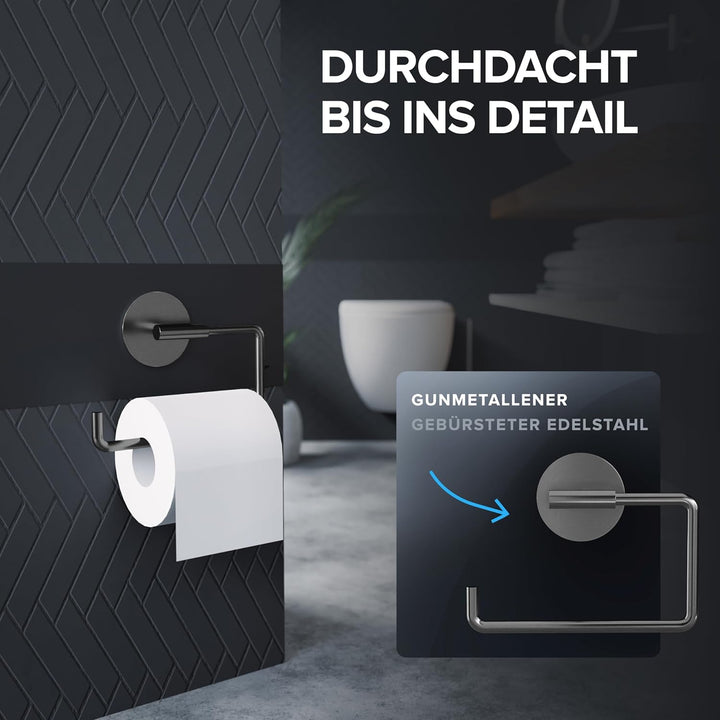 Toilettenpapierhalter Skardstind ohne Bohren Gunmetal | selbstklebend Edelstahl | Klorollenhalter oh