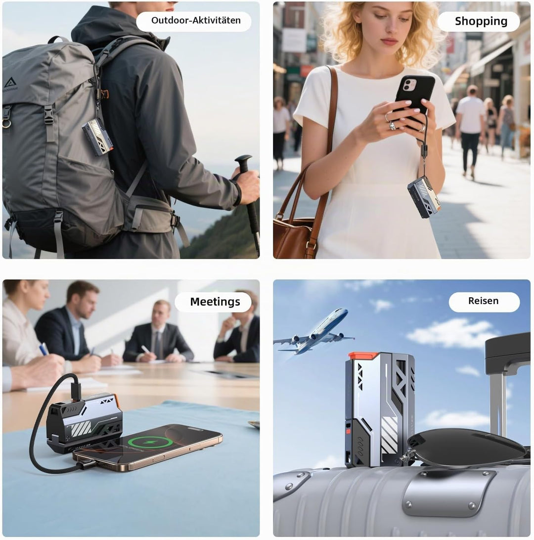 Power Bank Abnehmbarer Akku SchnellladegeräT 22.5w 20000mAh Zwei-Akku-Pack Mit C-C＆C-L Kabel, Tragba