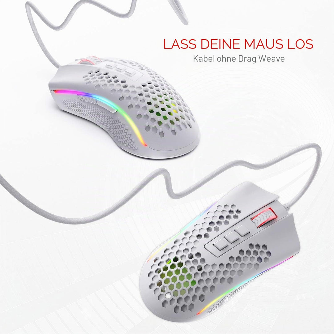 Redragon M808 Storm Leichtgewicht RGB Gaming Maus, 85g Ultraleichte Waben Design - 12.400 DPI Optisc