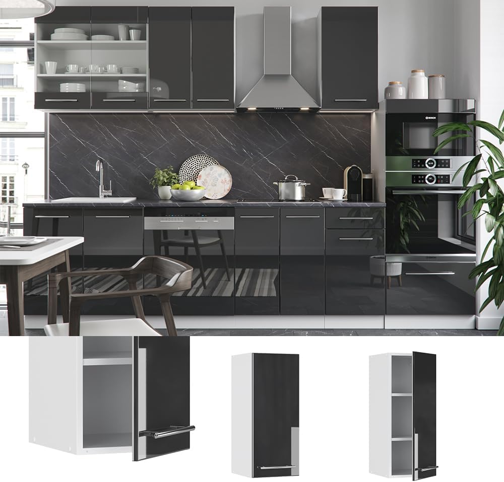 Vicco Hängeschrank Fame-Line, Anthrazit Hochglanz/Weiss, 30 cm Anthrazit Hochglanz Hängeschrank 30 c