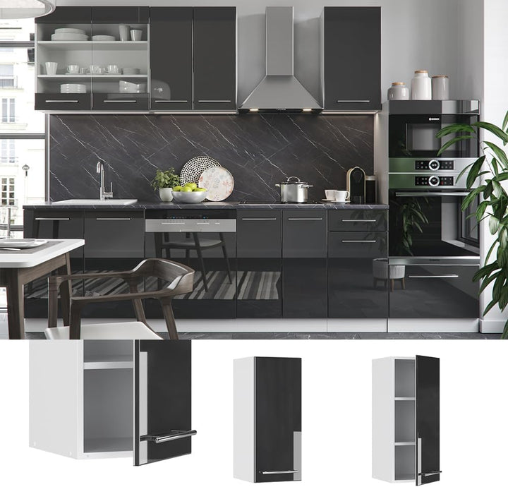 Vicco Hängeschrank Fame-Line, Anthrazit Hochglanz/Weiss, 30 cm Anthrazit Hochglanz Hängeschrank 30 c