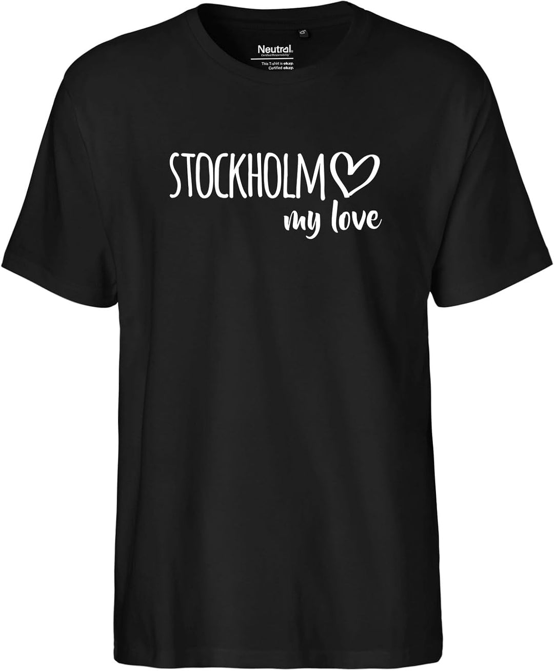 Herren T-Shirt Stockholm My Love Geschenk Oberteil Grösse S-3XL Bio Baumwolle Fairtrade Stockholm Ge