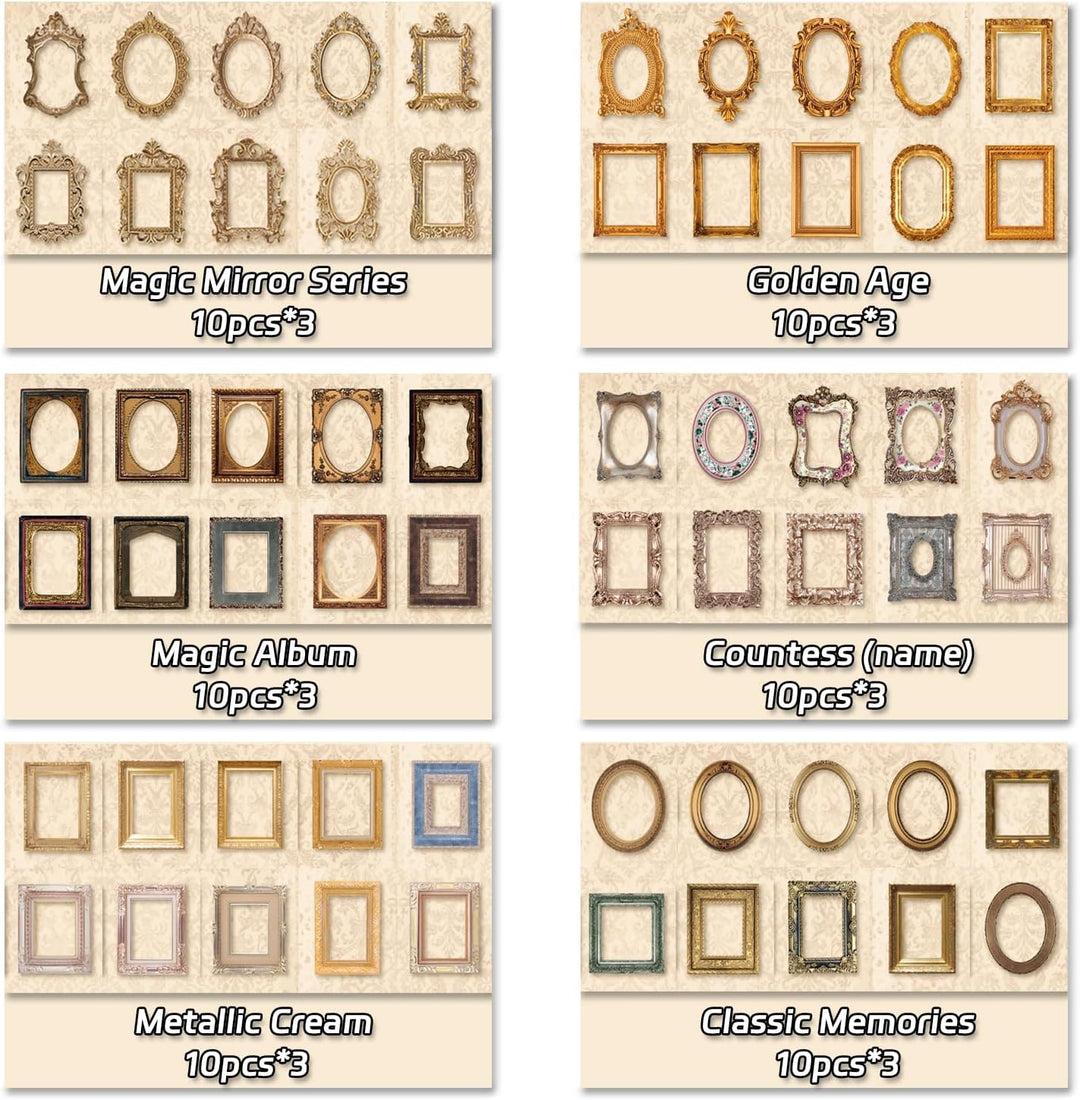 180 Stück Vintage Fensterrahmenpapier für Scrapbook Handwerk, MaehSab Vintage Foto DIY Journaling Su