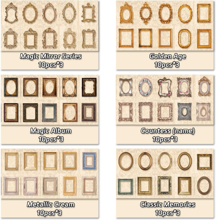 180 Stück Vintage Fensterrahmenpapier für Scrapbook Handwerk, MaehSab Vintage Foto DIY Journaling Su