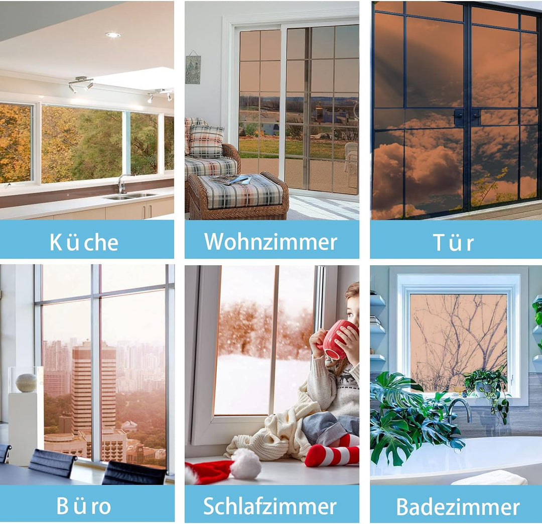 Fensterfolie von innen Durchsichtig von aussen Blickdicht,Sonnenschutzfolie Fenster innen UV-Schutz