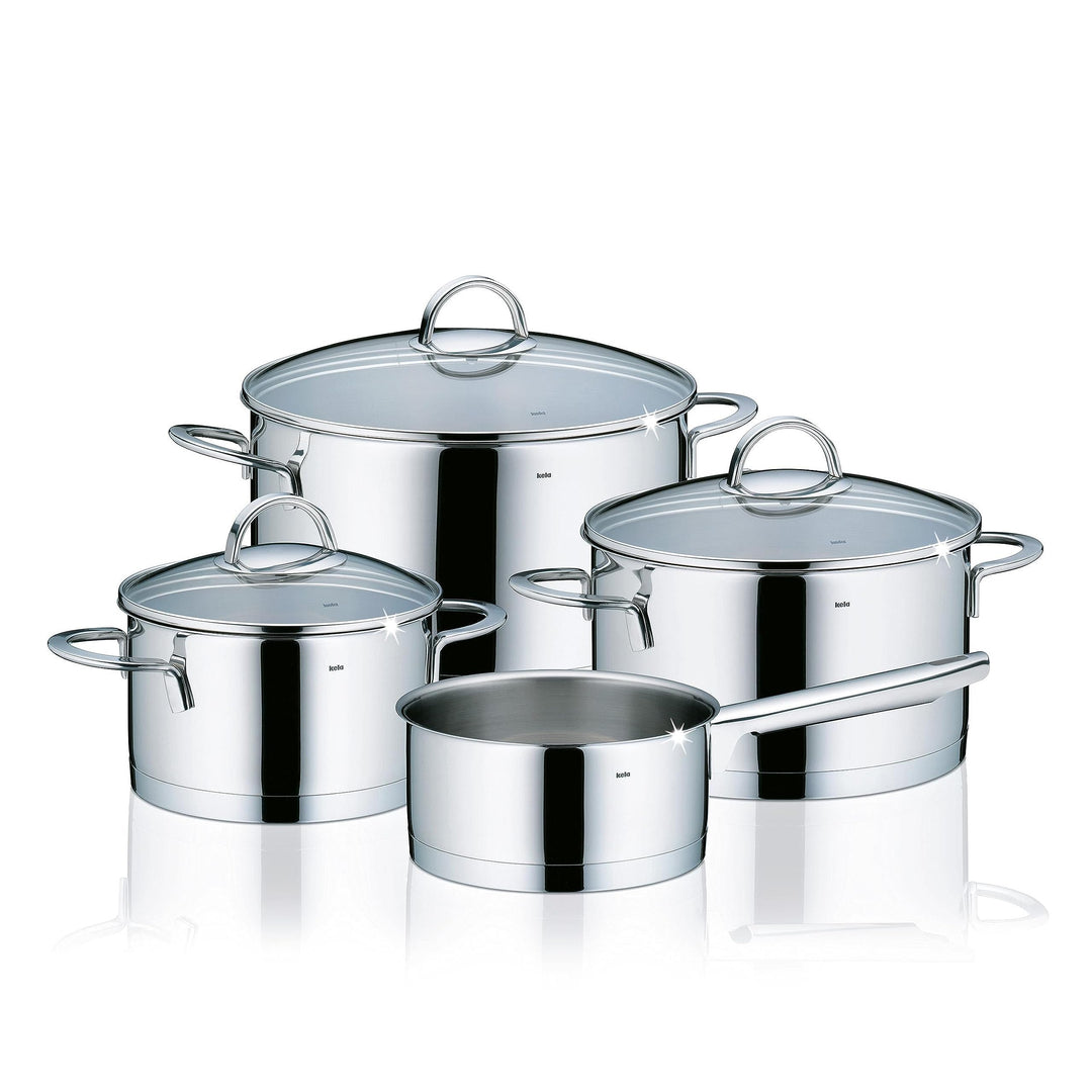 kela Topfset Induktion 4teilig CAILIN, Kochtopf Set mit Glasdeckel, Edelstahl 18/10, unbeschichtet,