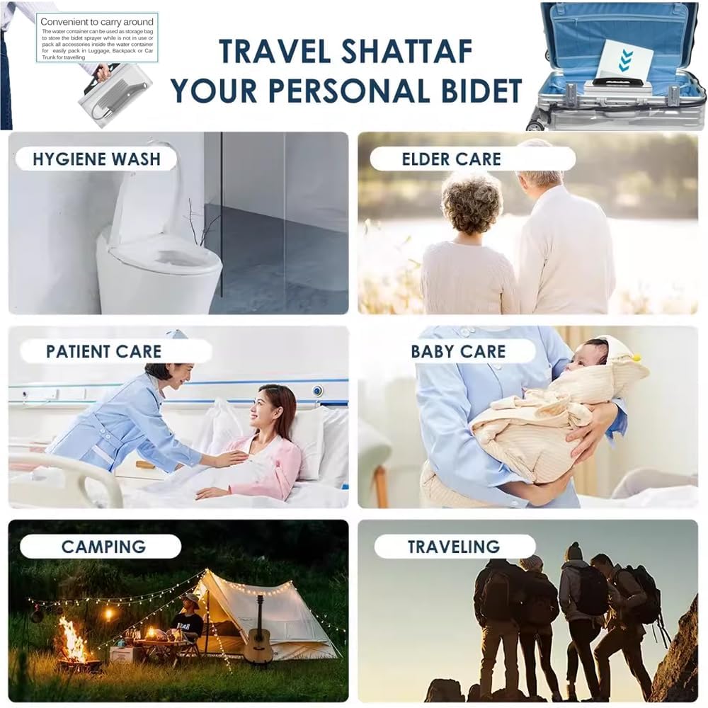 Zooma 2.3L Reise Bidet Elektrisch, Portable Bidet, 3pcs Reise Bidet Handbrause für Toilette Outdoor,