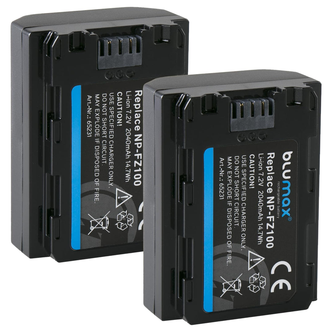 2X Blumax Akku ersetzt Sony NP-FZ100-2040mAh - für Sony Alpha Sony FX30-7 IV 7c 7RIV 7RV 7RIII ZV-E1