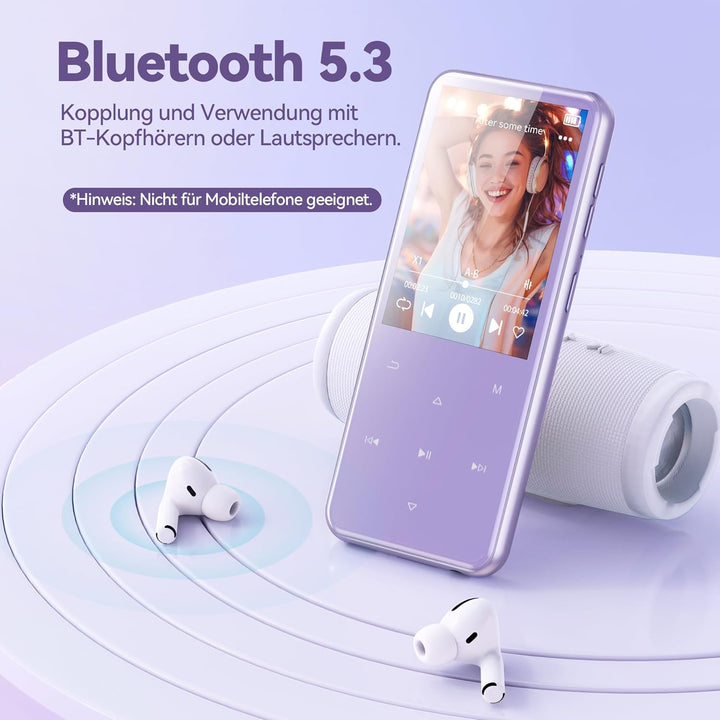 AGPTEK 64GB MP3 Player Bluetooth 5.3 mit 2,4" TFT Farbbildschirm, HiFi Musik Kinder MP3 Player mit L
