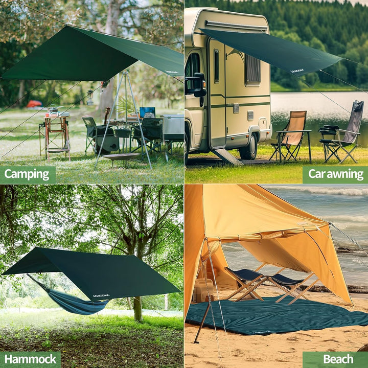 JAICOM Tarp Wasserdicht - 3x3M/4M/5M Camping Zeltplane, Ultraleicht und Tragbar, UV-Schutz & Schnee