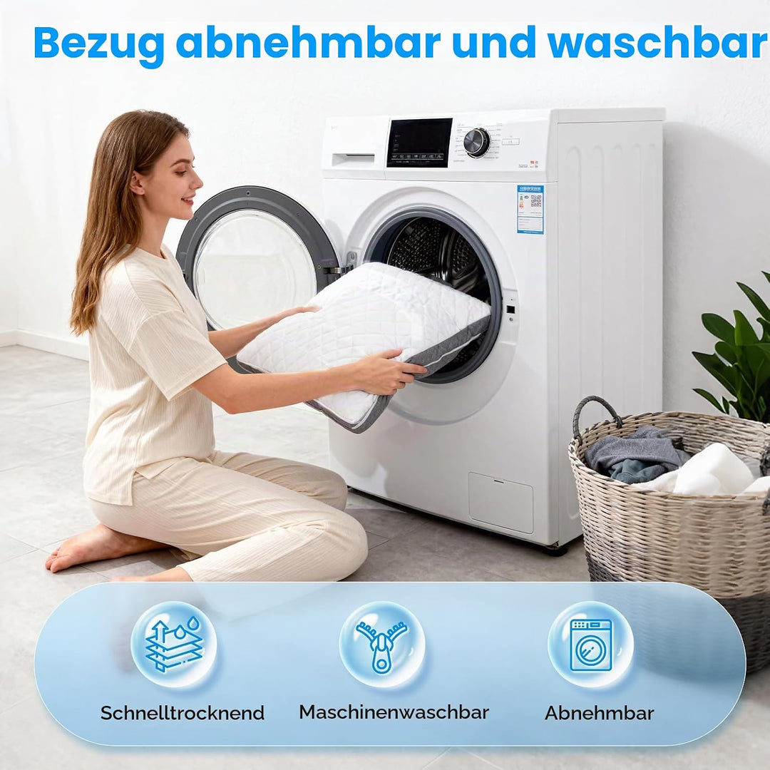 Keilkissen für Bett und Sofa, L50xB50xH26 Doppelte Lesekissen mit Waschbarem Bezug, Memory Schaum, b