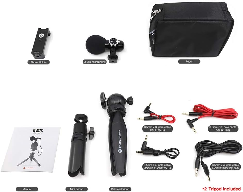 Q-Mic (Smartphone, DSLR-Videoaufnahme-Set für YouTube, TikTok, Vlogging, Filmemacher/ASMR Direct Omn