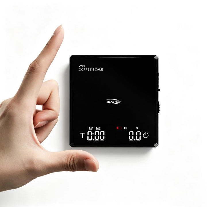IKAPE Digitale Mini-Kaffeewaage mit Timer – 2 kg / 0,1 g hochpräzise, wiederaufladbare Waage für D