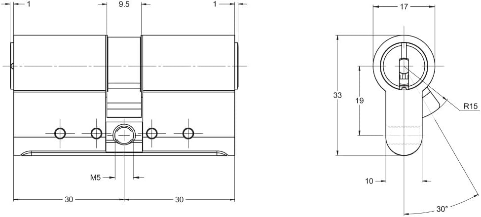 KESO 8000 Doppelzylinder mit Not- und Gefahrenfunktion 30/30 inkl. 5 Schlüssel - Wendeschlüssel-Sich