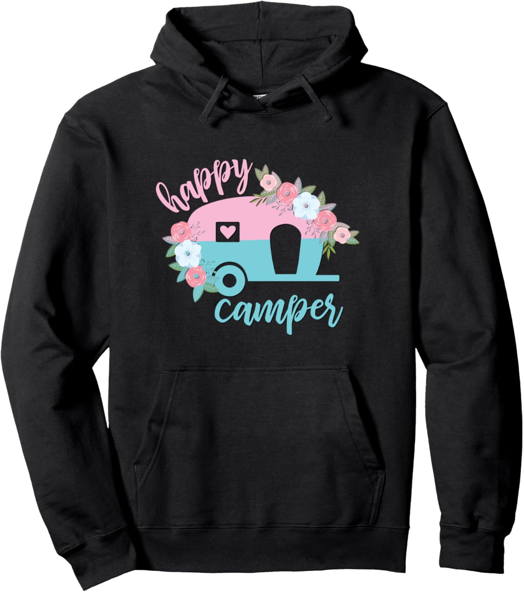 Happy Camper Decor Camping Life RV Travel Trailer Pullover Hoodie