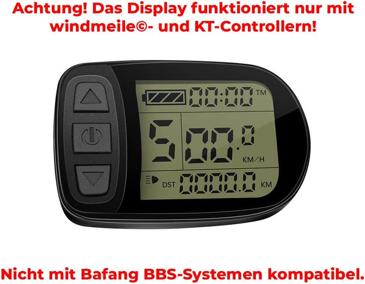 windmeile | Display KT-LCD5, Bordcomputer, Tachoanzeige, LCD-Display, Beleuchtet, Multifunktional, E