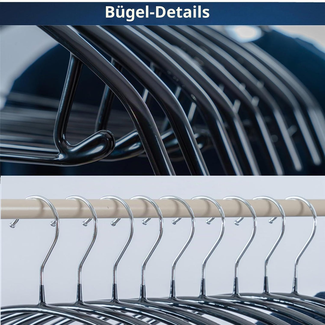 Kleiderbügel aus Metall 42 cm (10er Set) Schwarz - Gummibeschichtet Anti-Rutsch, verformungsfrei für