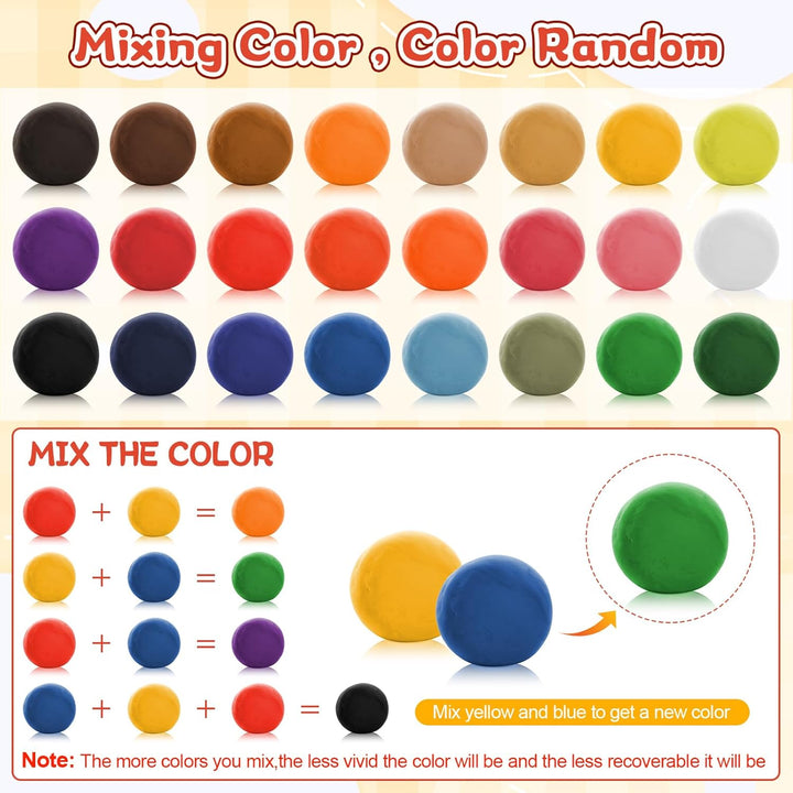 24er Pack Knete Set für Kinder, Kinderknete, Knetmasse für Fantasievolles und Kreatives Spielen, Kne