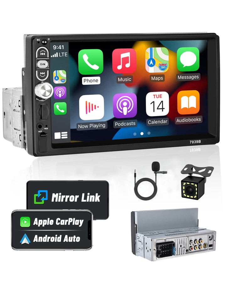 Hikity 1Din CarPlay Autoradio Android Auto Radio mit 7" Touch Bildschirm, Auto Radio Touch Display m