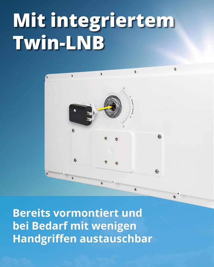 Megasat Flachantenne D2 Profi-Line – Sat-Antenne für 2 Teilnehmer – Weiss | Wechselbares LNB, Instal