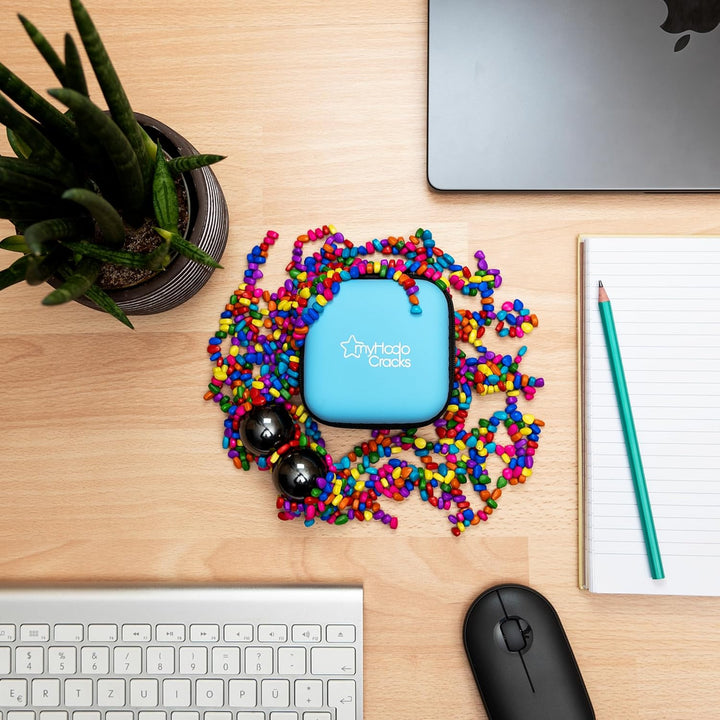 myHodo Crack Magnets Bundle | 2X Magnetkugeln (33mm) & 550+ Bunte Magnetsteine (~6mm) | Taktiles Mag
