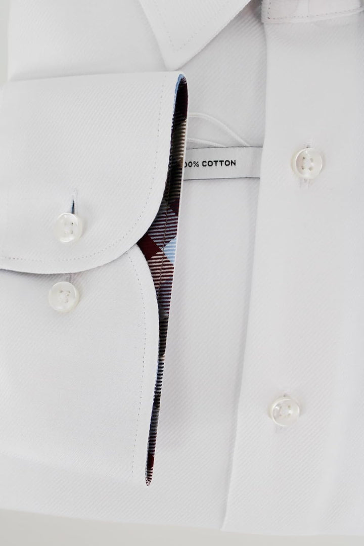 ETERNA Herren Langarmhemd Business-Hemd Comfort Fit Kent-Kragen unifarben mit schmalen Patch-Streife