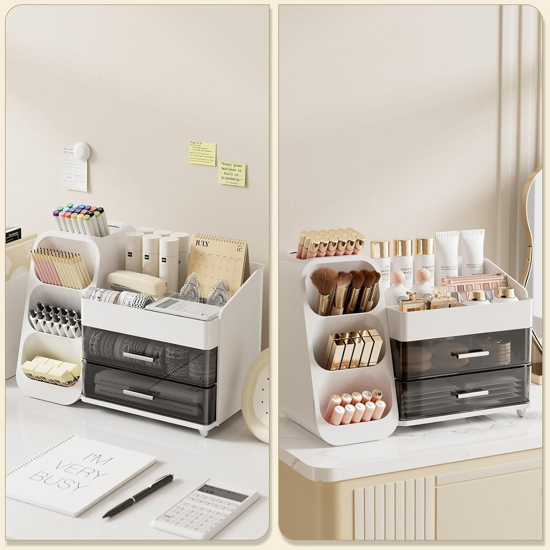 Make Up Kosmetik Organizer mit 2 Schubladen, Multifunktion Schminktisch Organizer, Einfache Aufbewah