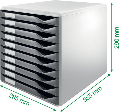 Leitz Formular-Set mit 10 Schubladen, Schubladenset zur Aufbewahrung von Dokumenten und Formularen,